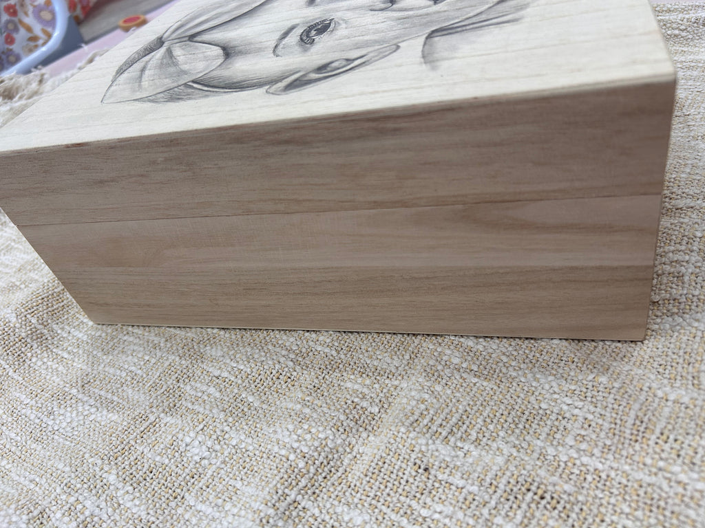 Custom Large Keepsake Box, Hand- drawn portrait