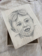 Custom Large Keepsake Box, Hand- drawn portrait